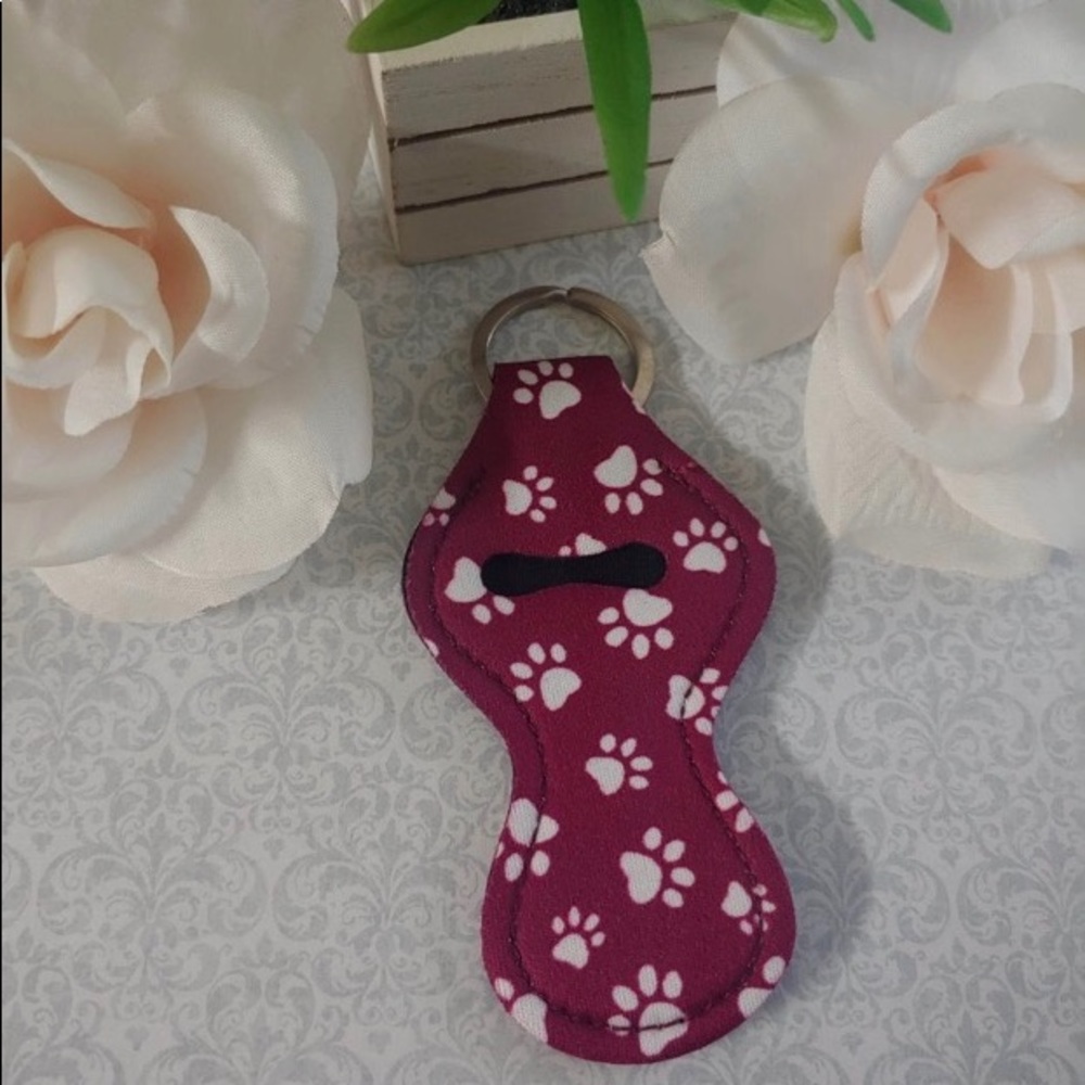 Paw Print Dog Lovers Chapstick Keychain Holder
